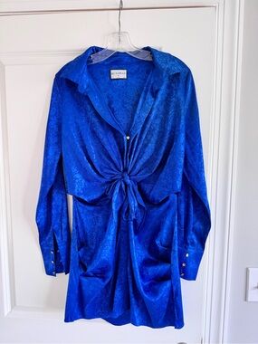Runaway Royal Blue Satin Tie Front Dress